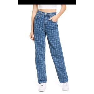 iets frans Women's Size 28 Monogram‎ Denim Baggy Boyfriend High Rise Jeans